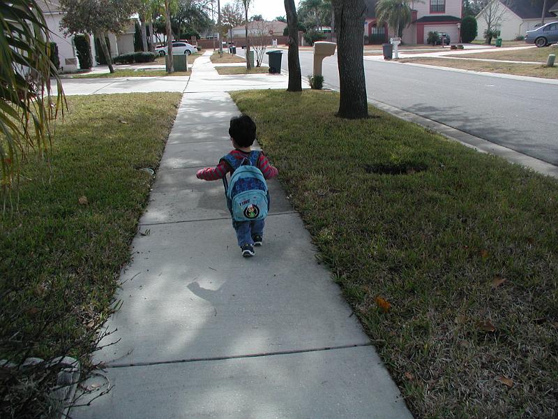 P1180111.JPG - No he does not walk to school, but every day when he come back from school he takes a little stroll with his back pack