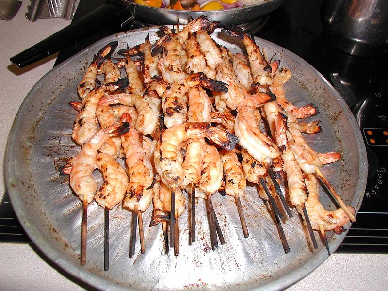 P7040023.JPG - Part of the dinner - grilled shrimp.