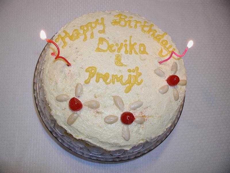 P7050068.JPG - Same evening we had a cake for Premjit and Devika