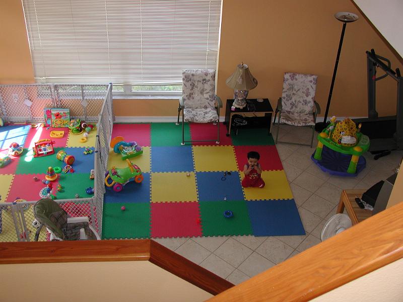 P4050119.JPG - Rohan in his play area. His play area is becoming bigger and bigger. Some it will take over the whole house.